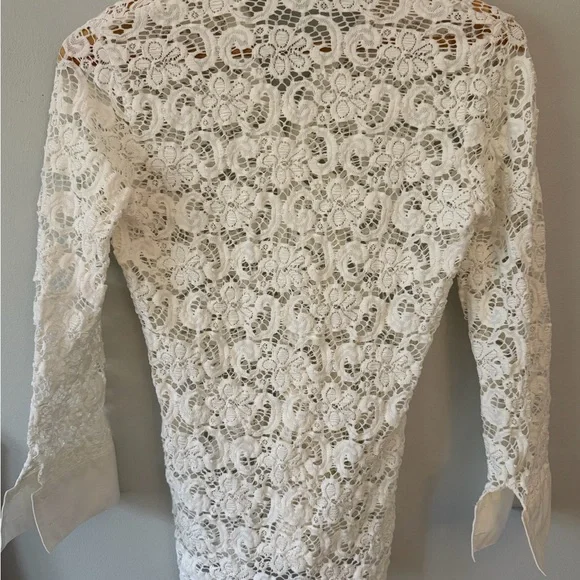 Anne Fontaine Melissa French White Lace Blouse - Picture 5 of 8